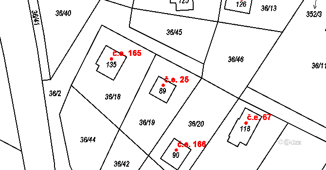 Malý Ratmírov 25, Blažejov na parcele st. 89 v KÚ Malý Ratmírov, Katastrální mapa
