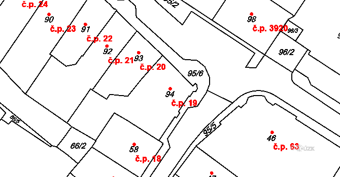 Chomutov 19 na parcele st. 94 v KÚ Chomutov I, Katastrální mapa