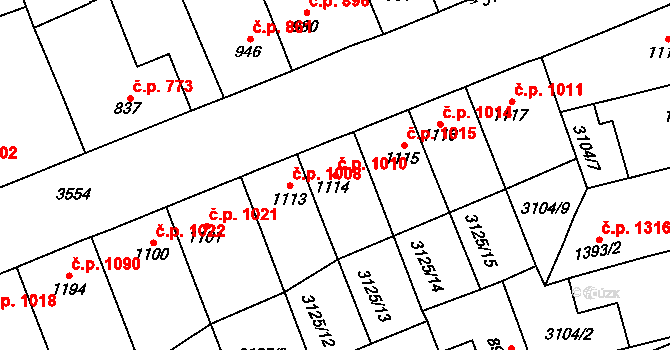 Česká Třebová 1010 na parcele st. 1114 v KÚ Česká Třebová, Katastrální mapa
