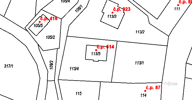 Krmelín 514 na parcele st. 113/5 v KÚ Krmelín, Katastrální mapa