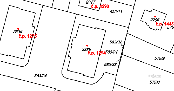 Třebechovice pod Orebem 1294 na parcele st. 2336 v KÚ Třebechovice pod Orebem, Katastrální mapa