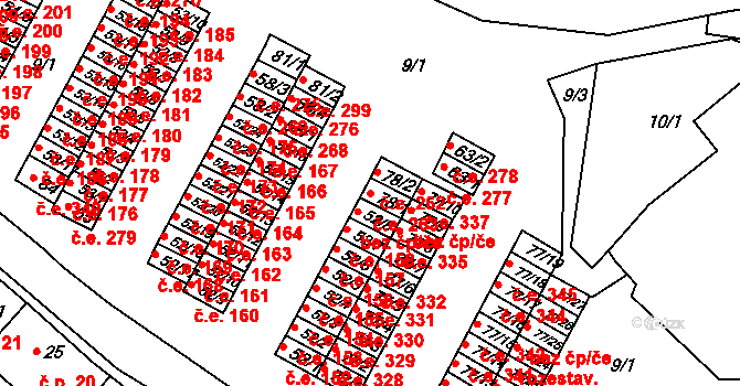 Chanov 263, Obrnice na parcele st. 78/1 v KÚ Chanov, Katastrální mapa