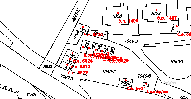 Kadaň 5527 na parcele st. 1056 v KÚ Kadaň, Katastrální mapa