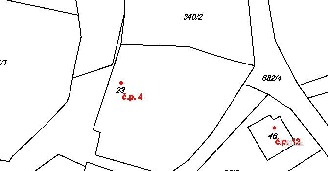 Chmelná 4 na parcele st. 23 v KÚ Chmelná u Vlašimi, Katastrální mapa