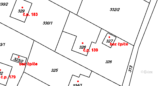 Proskovice 139, Ostrava na parcele st. 326 v KÚ Proskovice, Katastrální mapa