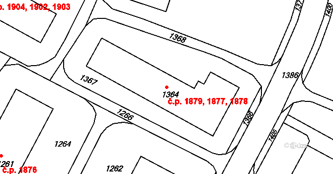 Žďár nad Sázavou 3 1877,1878,1879, Žďár nad Sázavou na parcele st. 1364 v KÚ Město Žďár, Katastrální mapa