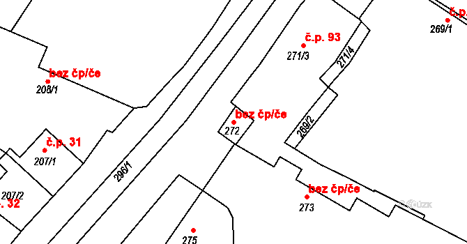Hlízov 38258013 na parcele st. 272 v KÚ Hlízov, Katastrální mapa