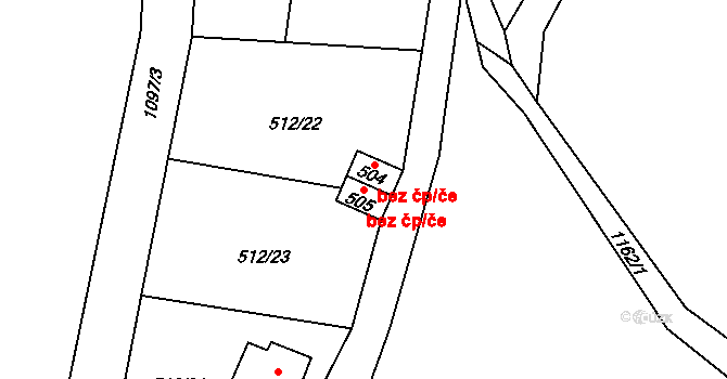 Děčín 40711013 na parcele st. 505 v KÚ Prostřední Žleb, Katastrální mapa