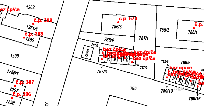 Třeboň 41220013 na parcele st. 787/2 v KÚ Třeboň, Katastrální mapa