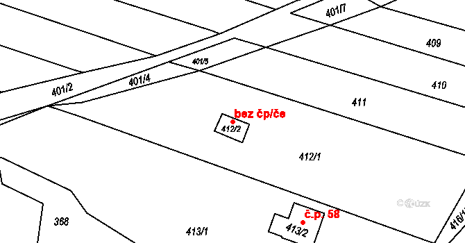 Krčmaň 42817013 na parcele st. 412/2 v KÚ Krčmaň, Katastrální mapa