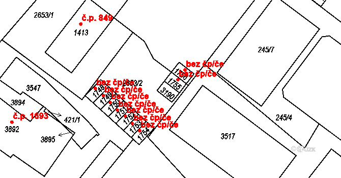 Humpolec 45247013 na parcele st. 3190 v KÚ Humpolec, Katastrální mapa