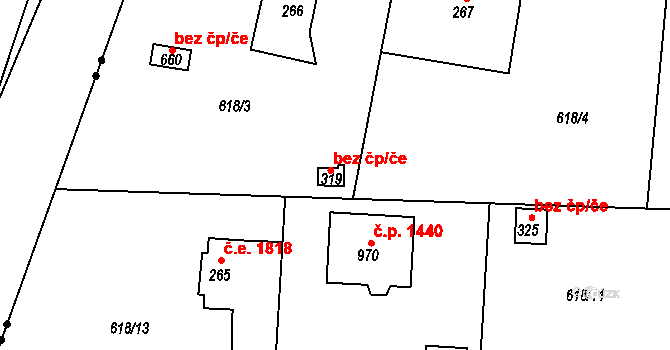 Kamenice 46150013 na parcele st. 319 v KÚ Ládví, Katastrální mapa