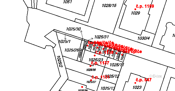 Praha 46723013 na parcele st. 1025/3 v KÚ Podolí, Katastrální mapa