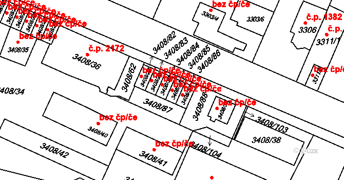 Litoměřice 47620013 na parcele st. 3408/31 v KÚ Litoměřice, Katastrální mapa