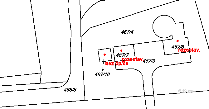Jihlava 48586013 na parcele st. 467/10 v KÚ Pávov, Katastrální mapa