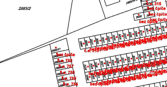 Lutyně 310, Orlová na parcele st. 2999 v KÚ Horní Lutyně, Katastrální mapa