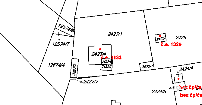 Bolevec 3133, Plzeň na parcele st. 2427/4 v KÚ Bolevec, Katastrální mapa