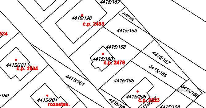 Boskovice 2476 na parcele st. 4415/180 v KÚ Boskovice, Katastrální mapa