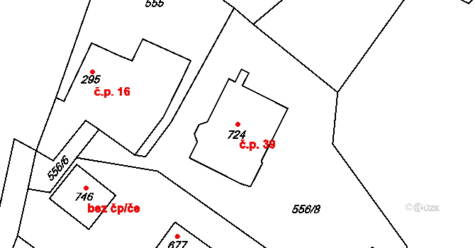 Vilémovec 39, Lipnice nad Sázavou na parcele st. 724 v KÚ Lipnice nad Sázavou, Katastrální mapa