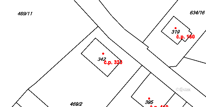Krčín 323, Nové Město nad Metují na parcele st. 342 v KÚ Krčín, Katastrální mapa
