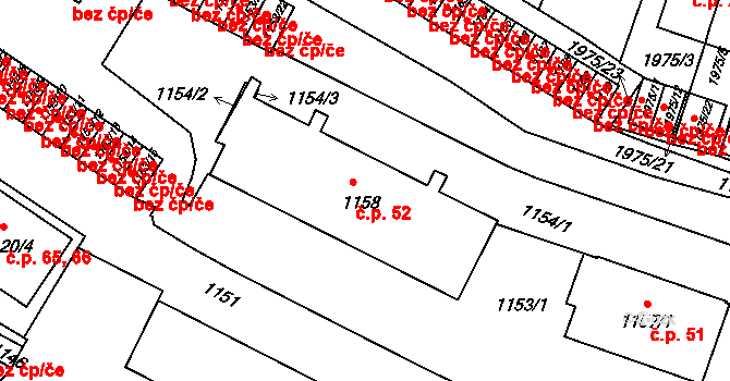 Vimperk III 52, Vimperk na parcele st. 1158 v KÚ Vimperk, Katastrální mapa