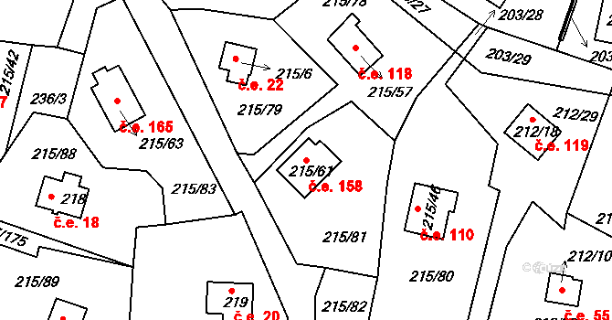 Lipno nad Vltavou 158 na parcele st. 215/61 v KÚ Lipno nad Vltavou, Katastrální mapa