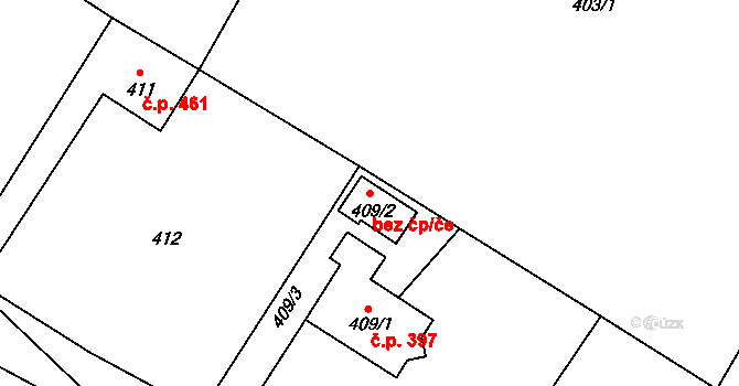 Fryčovice 87982013 na parcele st. 409/2 v KÚ Fryčovice, Katastrální mapa