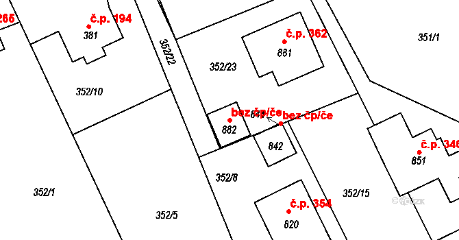 Vyžlovka 89521013 na parcele st. 882 v KÚ Vyžlovka, Katastrální mapa