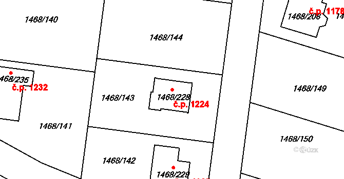 Pečky 1224 na parcele st. 1468/228 v KÚ Pečky, Katastrální mapa
