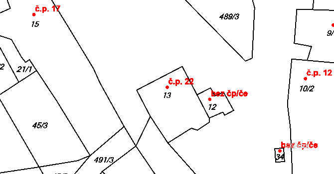 Zálužice 22 na parcele st. 13 v KÚ Zálužice nad Ohří, Katastrální mapa