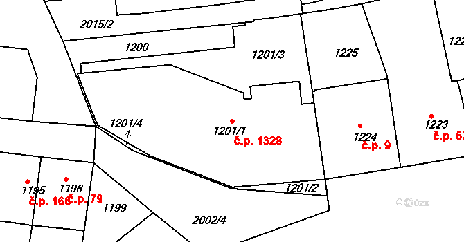Košíře 1328, Praha na parcele st. 1201/1 v KÚ Košíře, Katastrální mapa