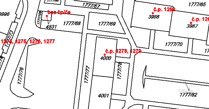 Havlíčkův Brod 1278,1279 na parcele st. 4000 v KÚ Havlíčkův Brod, Katastrální mapa