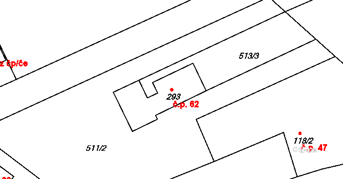 Bolehošťská Lhota 62, Bolehošť na parcele st. 293 v KÚ Bolehošť, Katastrální mapa