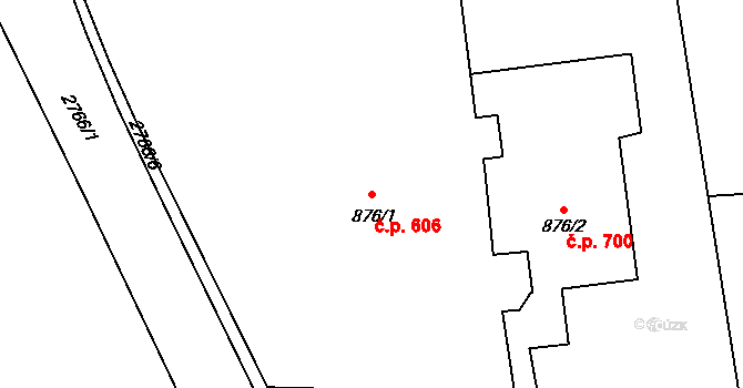 Dobruška 606 na parcele st. 876/1 v KÚ Dobruška, Katastrální mapa
