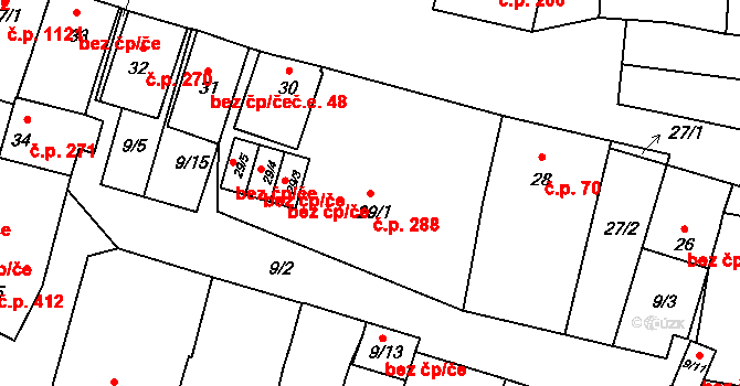 Velké Pavlovice 288 na parcele st. 29/1 v KÚ Velké Pavlovice, Katastrální mapa