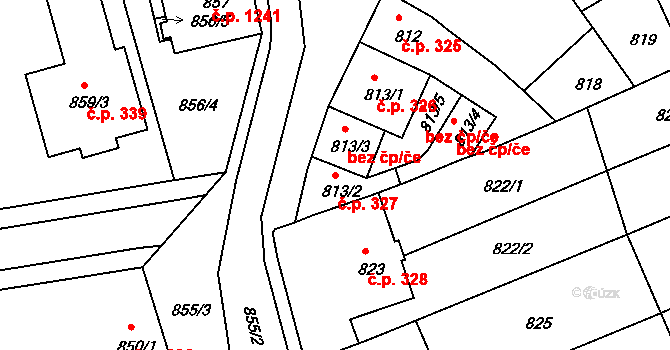 Holešov 327 na parcele st. 813/2 v KÚ Holešov, Katastrální mapa