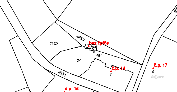 Žáravice 103992014 na parcele st. 100 v KÚ Žáravice, Katastrální mapa