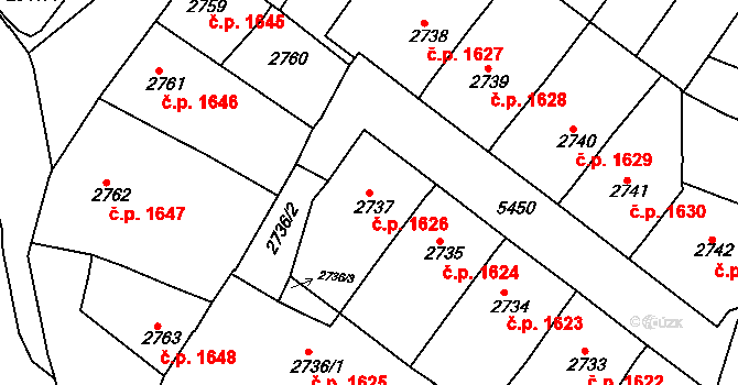 Znojmo 1626 na parcele st. 2737 v KÚ Znojmo-město, Katastrální mapa