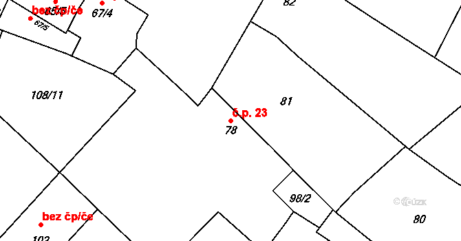 Kojetín II-Popůvky 23, Kojetín na parcele st. 78 v KÚ Popůvky u Kojetína, Katastrální mapa