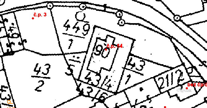 Kozohlody 64, Vlkaneč na parcele st. 90 v KÚ Kozohlody, Katastrální mapa