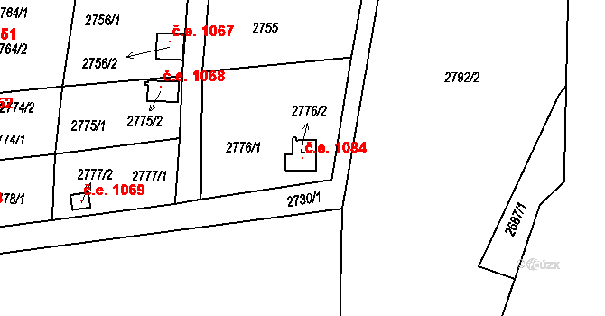 Bystřice nad Pernštejnem 1084 na parcele st. 2776/2 v KÚ Bystřice nad Pernštejnem, Katastrální mapa