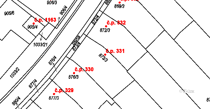 Svatobořice 331, Svatobořice-Mistřín na parcele st. 873/3 v KÚ Svatobořice, Katastrální mapa
