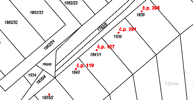 Šardice 127 na parcele st. 1841/1 v KÚ Šardice, Katastrální mapa