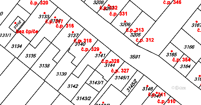 Vyškov-Město 328, Vyškov na parcele st. 3141 v KÚ Vyškov, Katastrální mapa