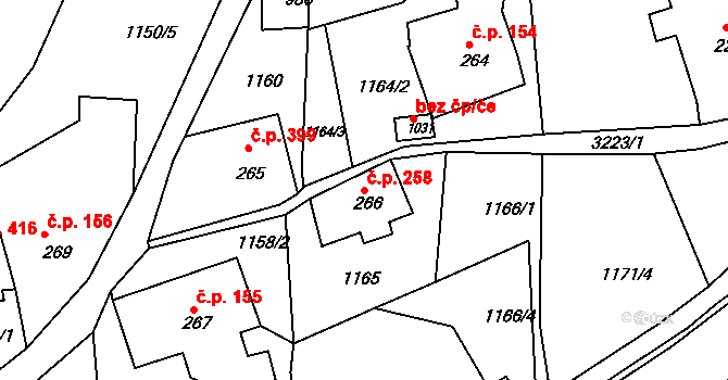 Horní Rokytnice 258, Rokytnice nad Jizerou na parcele st. 266 v KÚ Horní Rokytnice nad Jizerou, Katastrální mapa