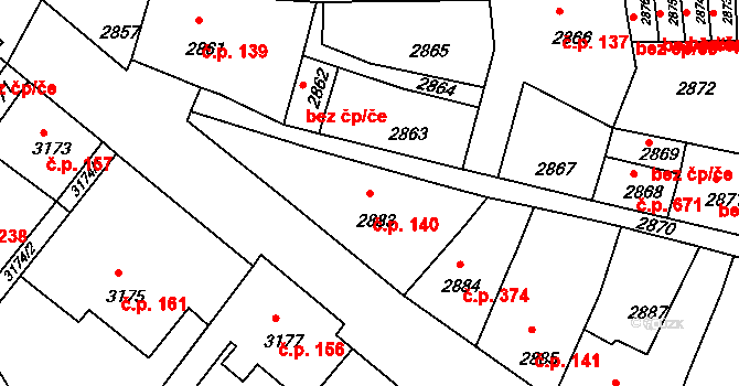 Mimoň I 140, Mimoň na parcele st. 2883 v KÚ Mimoň, Katastrální mapa