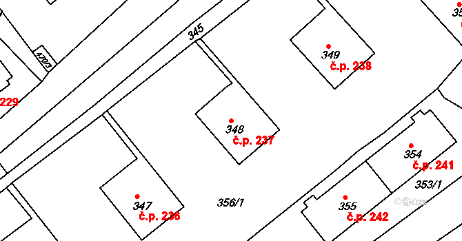 Děčín VII-Chrochvice 237, Děčín na parcele st. 348 v KÚ Chrochvice, Katastrální mapa