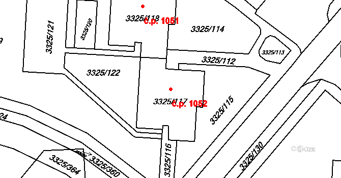 Lutyně 1052, Orlová na parcele st. 3325/117 v KÚ Horní Lutyně, Katastrální mapa