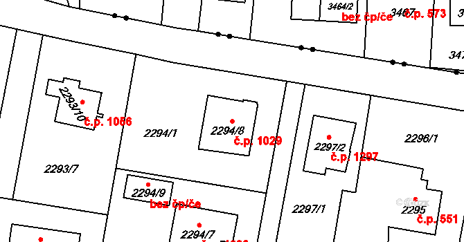 Poruba 1029, Orlová na parcele st. 2294/8 v KÚ Poruba u Orlové, Katastrální mapa