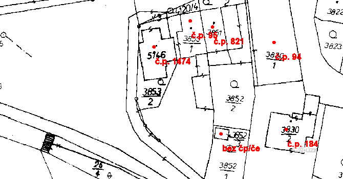 Poděbrady III 95, Poděbrady na parcele st. 3853/1 v KÚ Poděbrady, Katastrální mapa